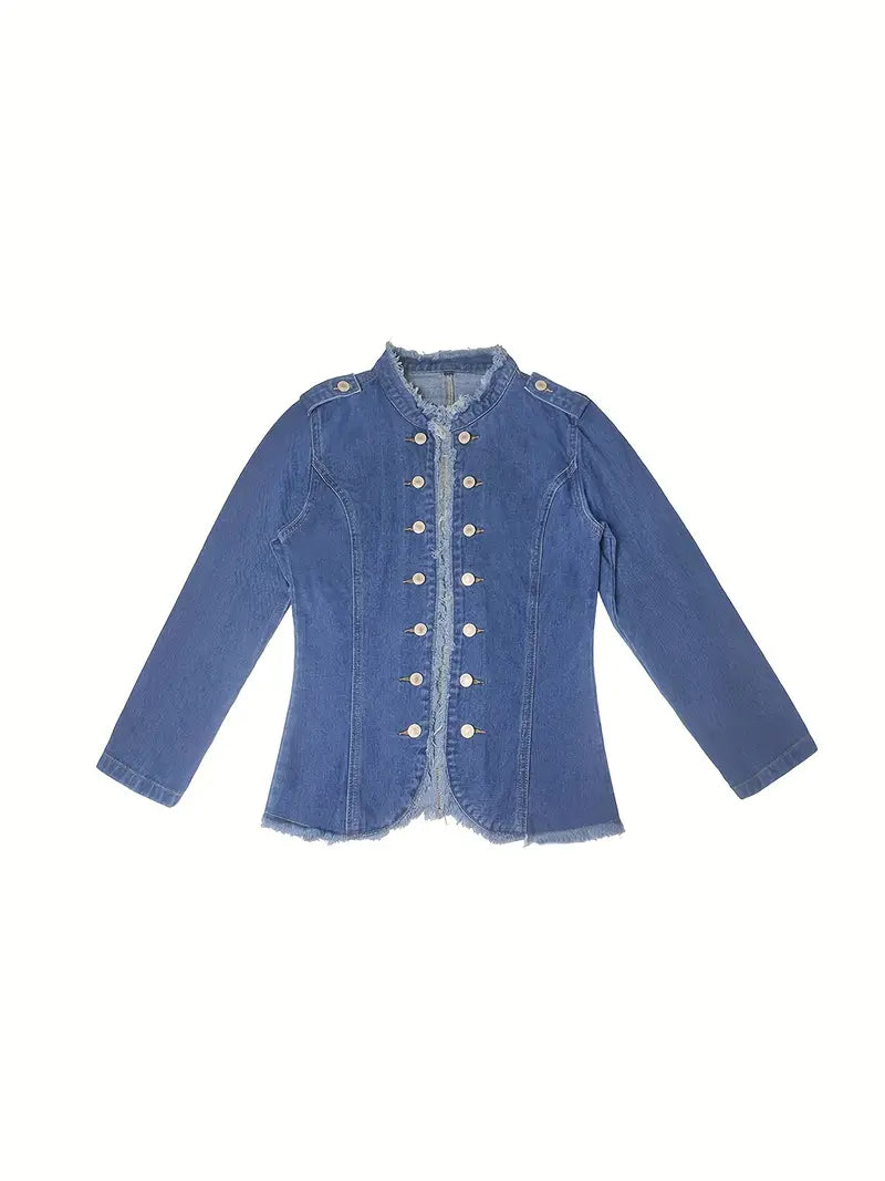 Patricia - Blaue Raw-Trim-Denimjacke für Damen