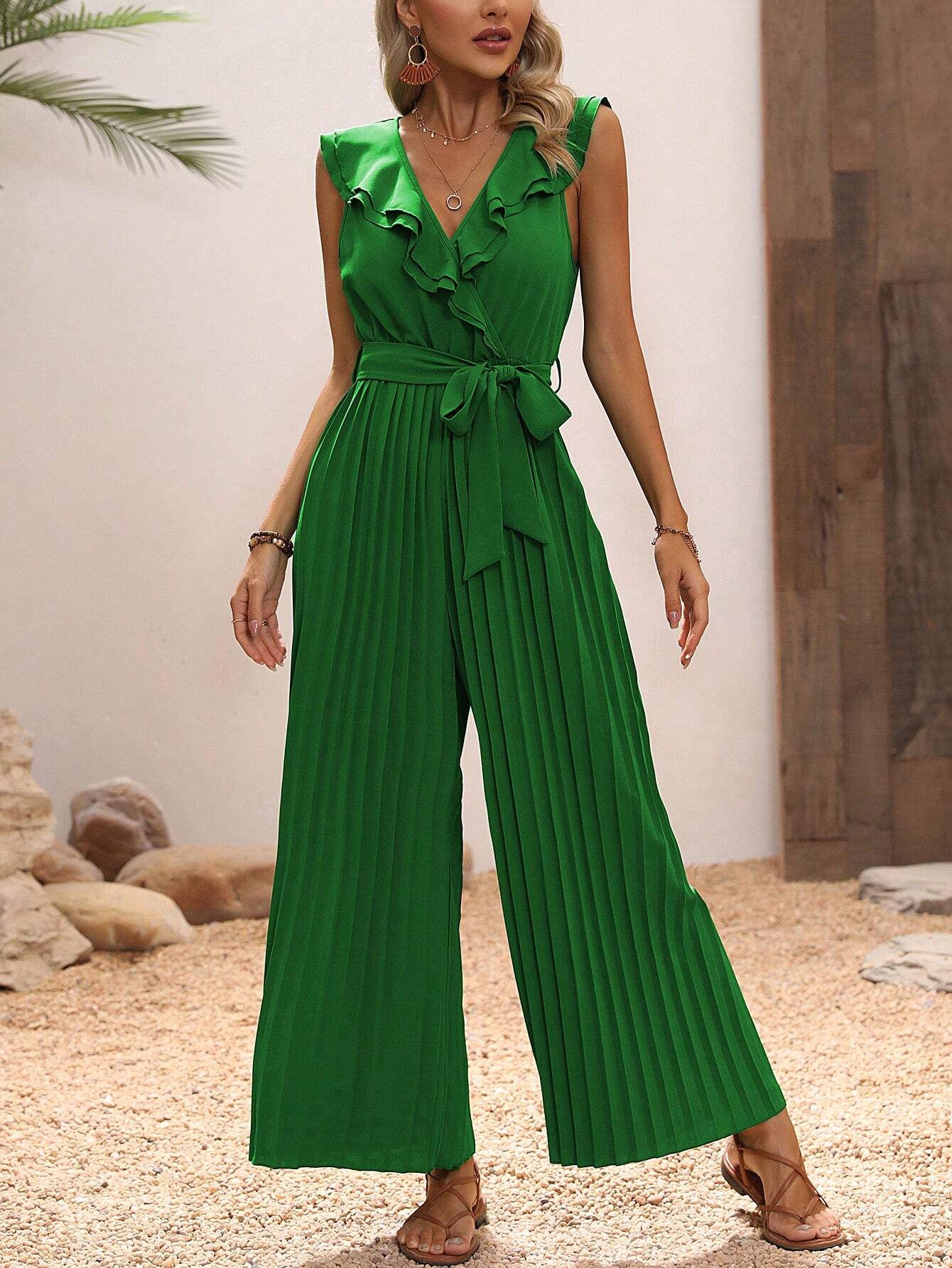 Posh Pleats - mit Gürtel Rüsche Jumpsuit