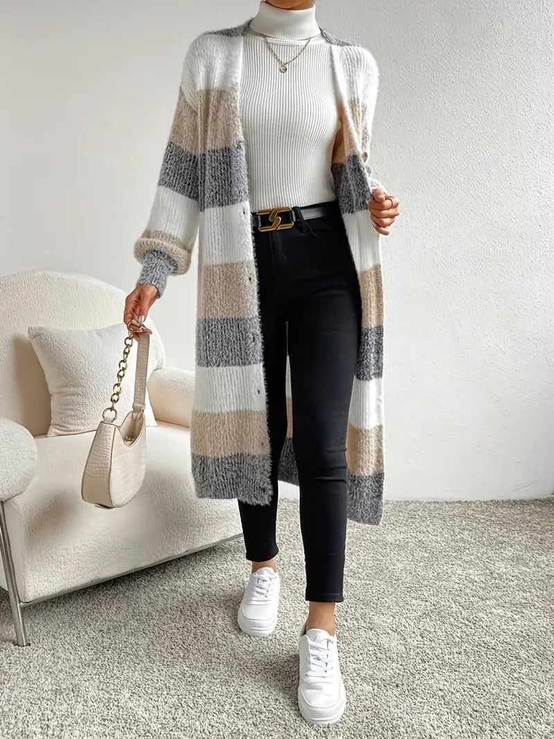 Zenobia - Gestreifter Cardigan mit Knopfleiste