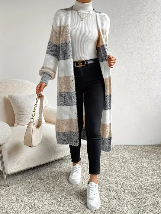 Zenobia - Gestreifter Cardigan mit Knopfleiste