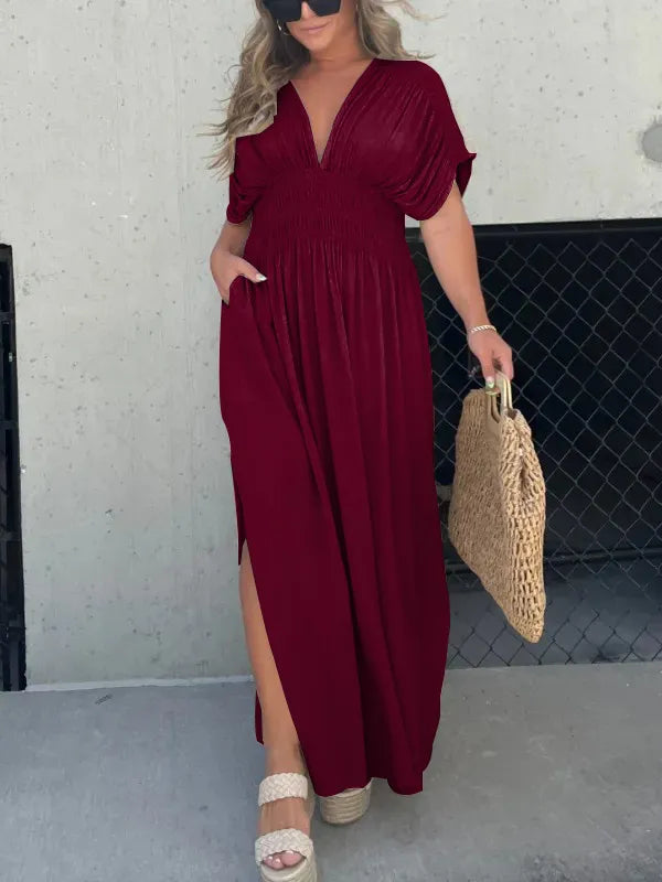 Scarlett Schlitz V-Ausschnitt Maxi Eleganz