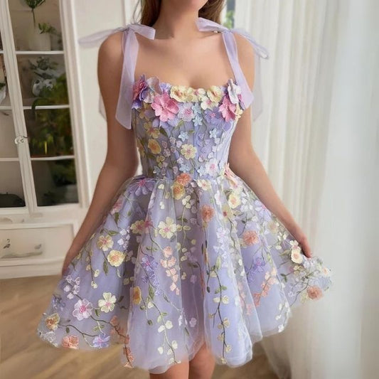 Marie - Tüll-Cocktailkleid mit floralen Applikationen