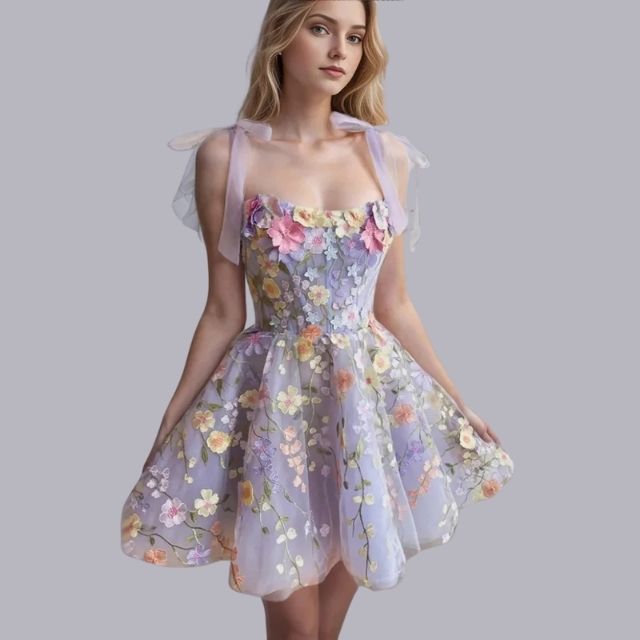 Marie - Tüll-Cocktailkleid mit floralen Applikationen