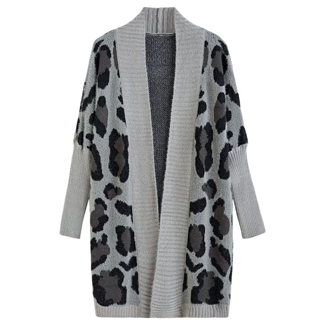 Helena - Damen Übergröße Leopardenmuster Cardigan Jacke