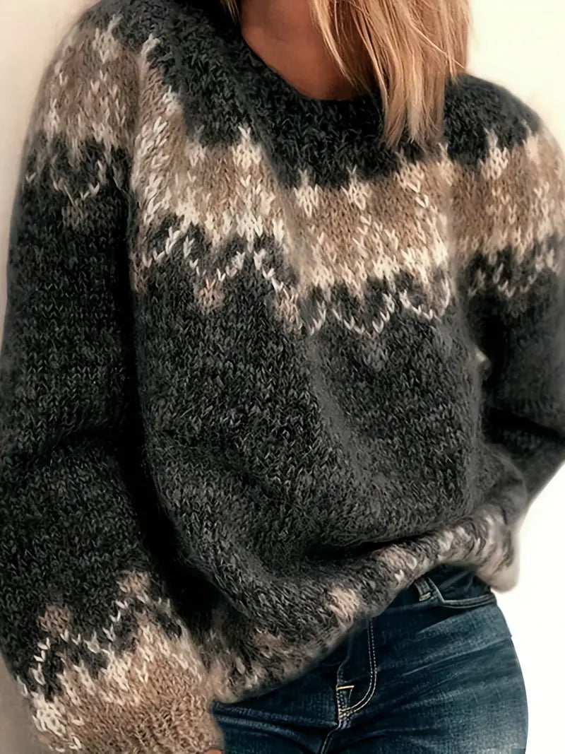 Maximilian - Farbblock-Mohair-Pullover mit grobem Strickmuster