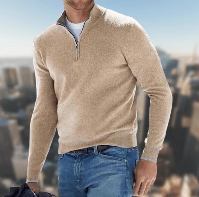 Heliane - Klassischer Herrenpullover Mit Reißverschluss