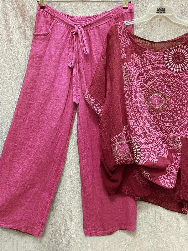 Overa - Zweiteiliges Set aus Bluse mit Mandala-Print und Hose mit weitem Bein