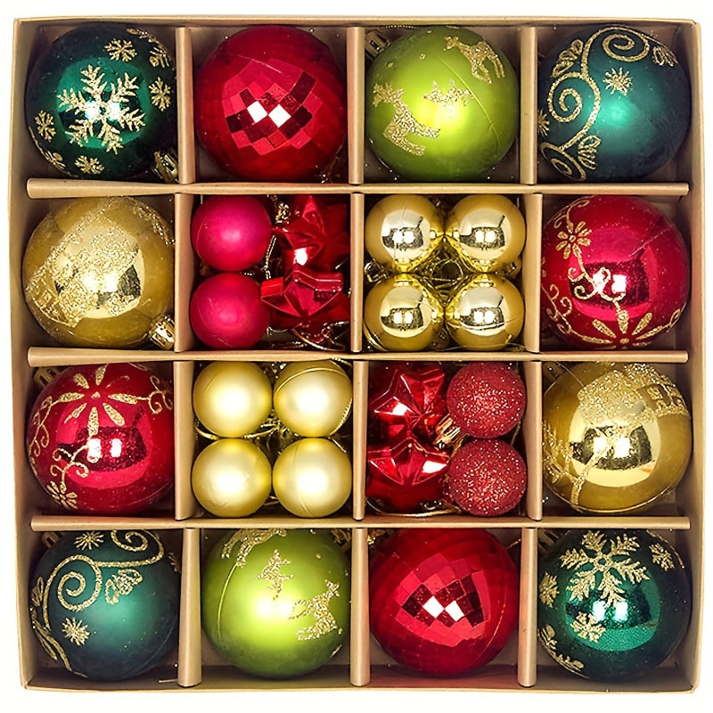 Baumschmuck | 44-teiliges Weihnachtsornament Set, bruchsichere Kunststoffkugeln für den Baum