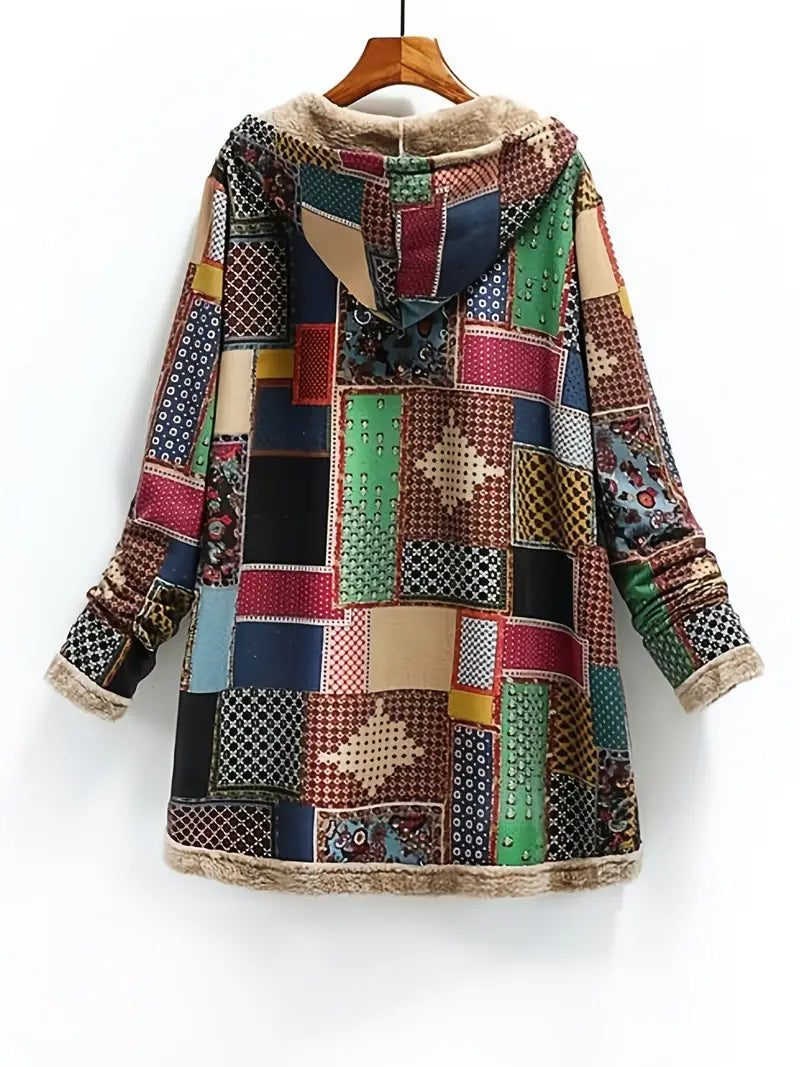 Leocadia - Retro Patchwork Kapuzenjacke für Damen