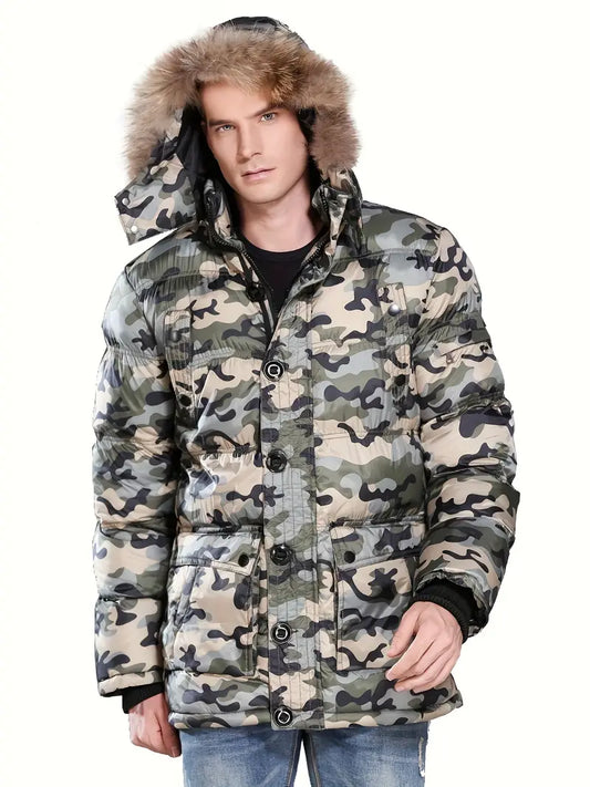 Hermann - Herren Camouflage Puffermantel