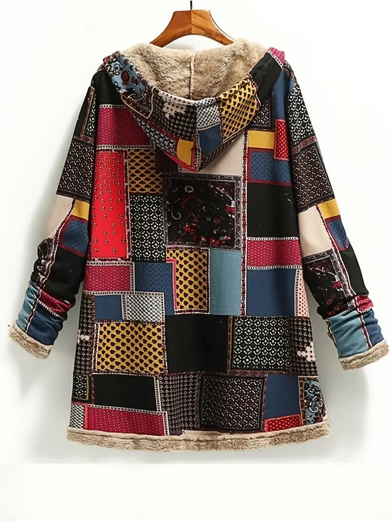 Leocadia - Retro Patchwork Kapuzenjacke für Damen