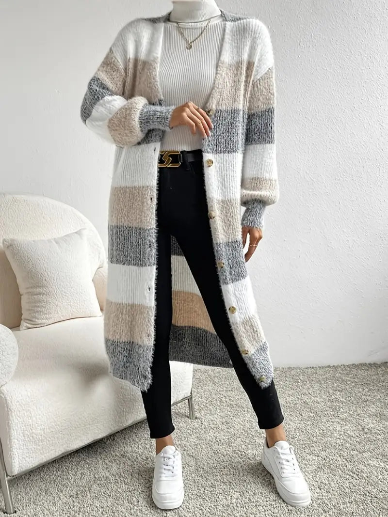 Zenobia - Gestreifter Cardigan mit Knopfleiste