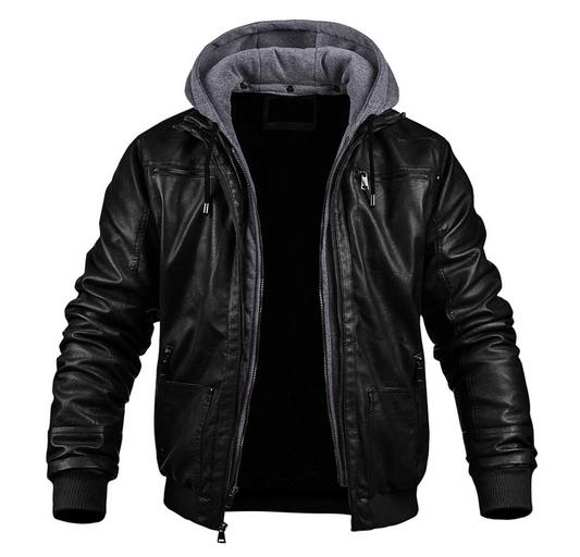 Georg - Stylische Premium Leder-Winterjacke mit Kapuze