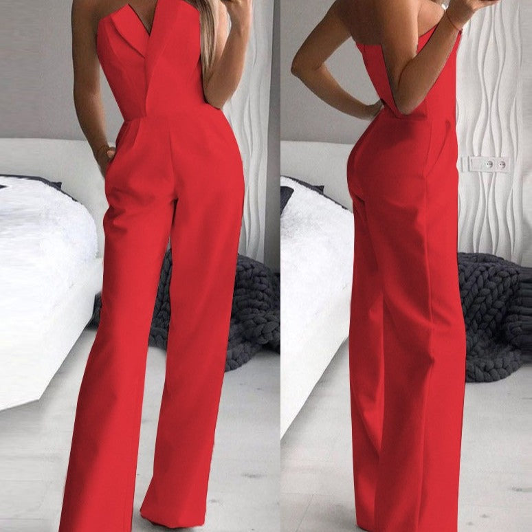 Frauke - Roter ärmelloser Jumpsuit