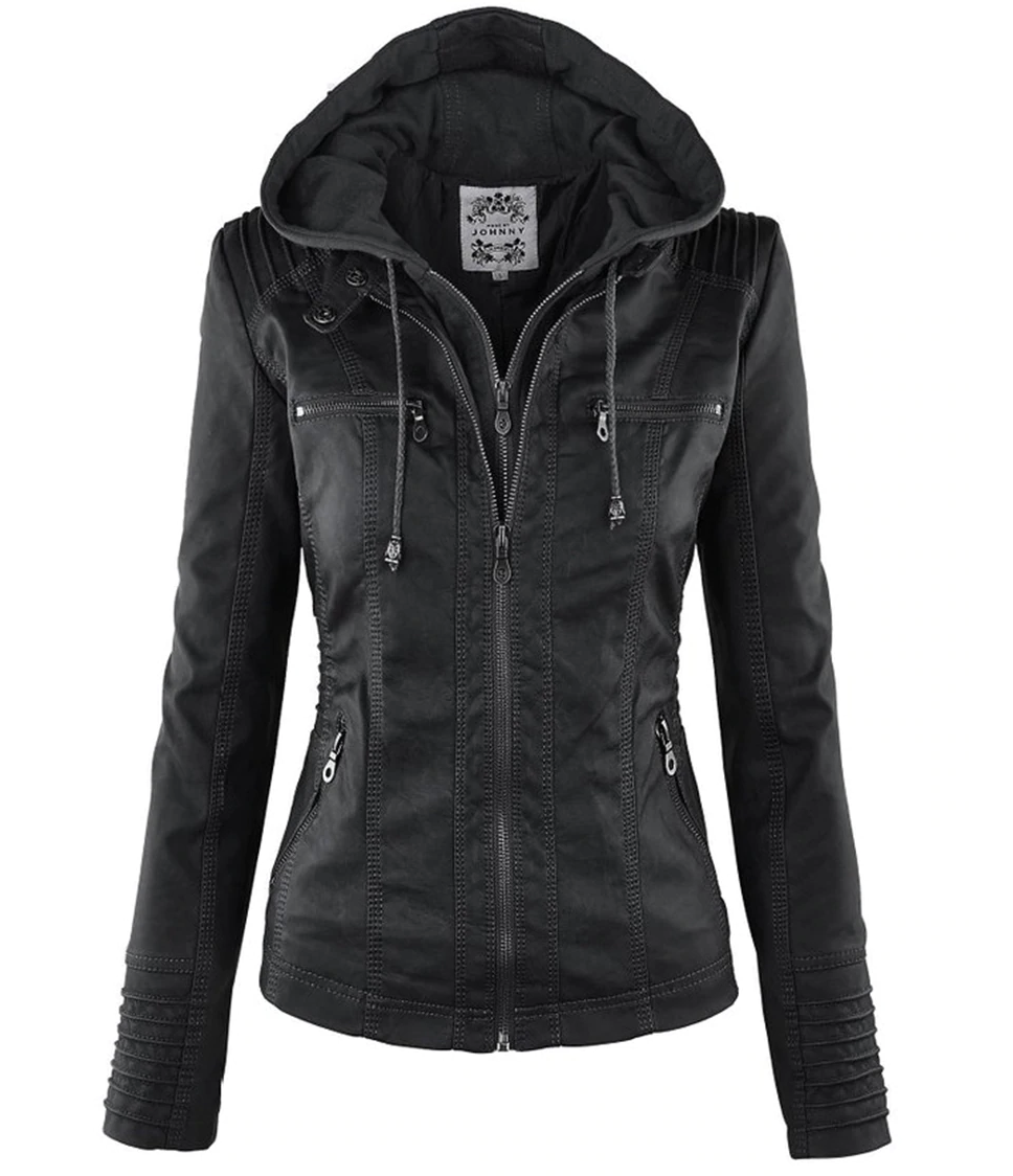 Selma – Lederjacke mit Kapuze für Damen