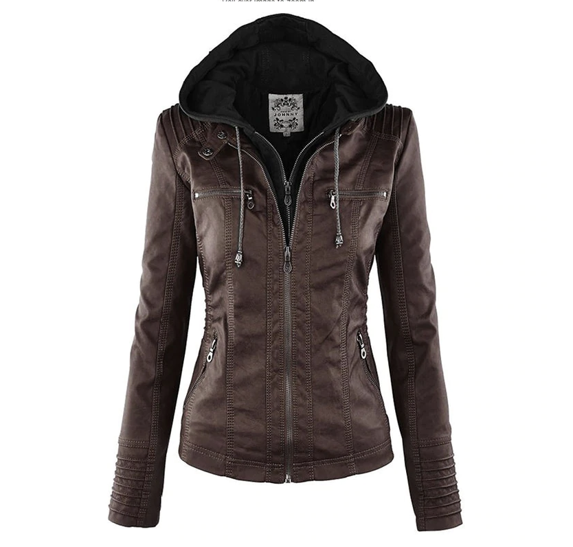 Selma – Lederjacke mit Kapuze für Damen