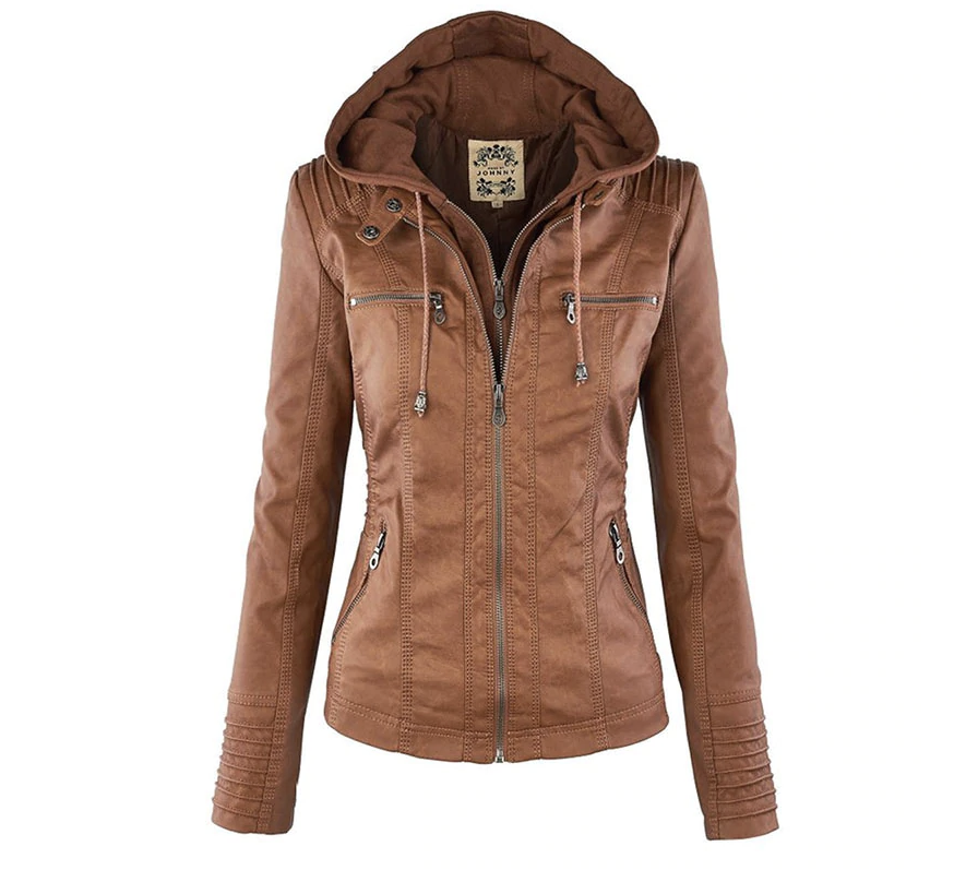 Selma – Lederjacke mit Kapuze für Damen