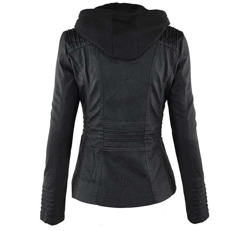 Selma – Lederjacke mit Kapuze für Damen