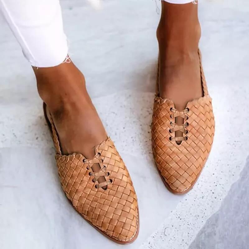 Ronja - Handgeflochtene Leder-Slipper für Damen