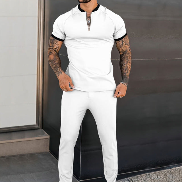 Zipped Homme Polo Set | Kurzarm