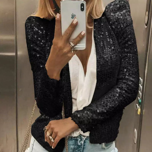 Chloe Glitter Blazer | Eleganter Damenblazer mit Pailletten für die Feiertage