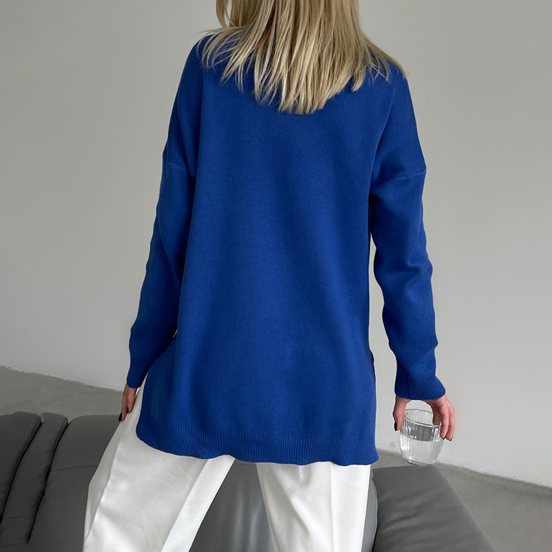 Elegante Essenz Split - Rollkragenpullover mit Seitenschlitz