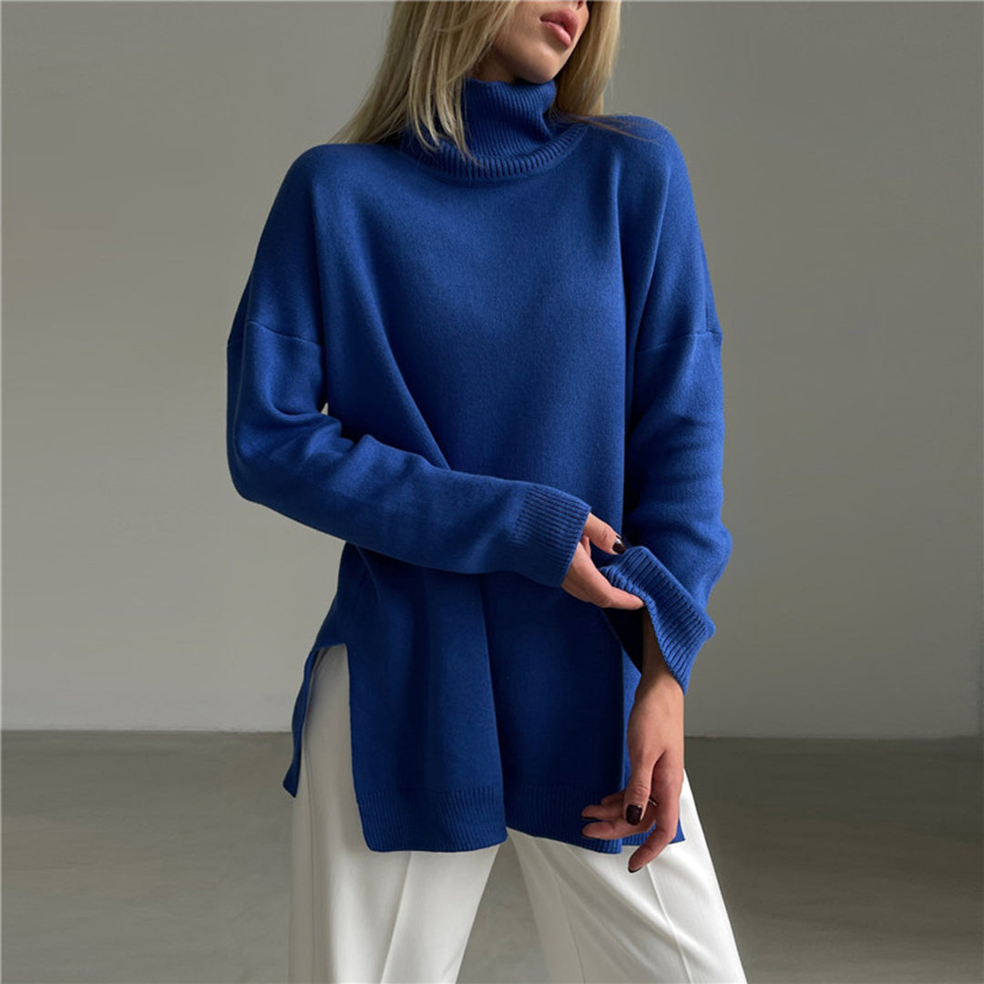 Elegante Essenz Split - Rollkragenpullover mit Seitenschlitz