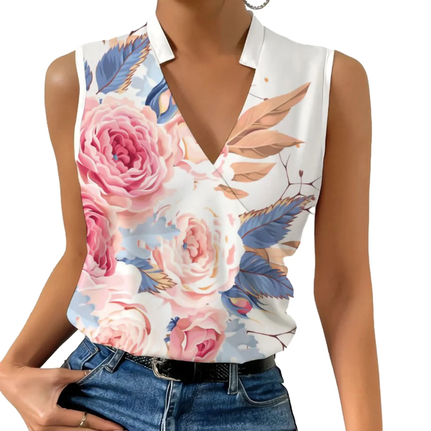 Elsbeth Bluse - Blumen V-Ausschnitt Sommerbluse