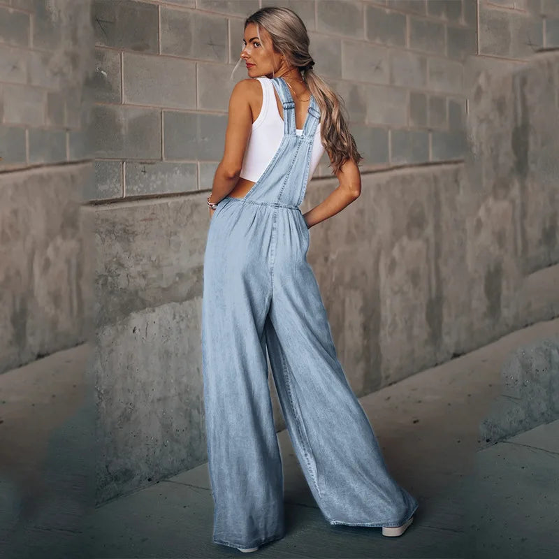 Lyanna - Zerrissener Denim-Jumpsuit mit weitem Bein für Damen