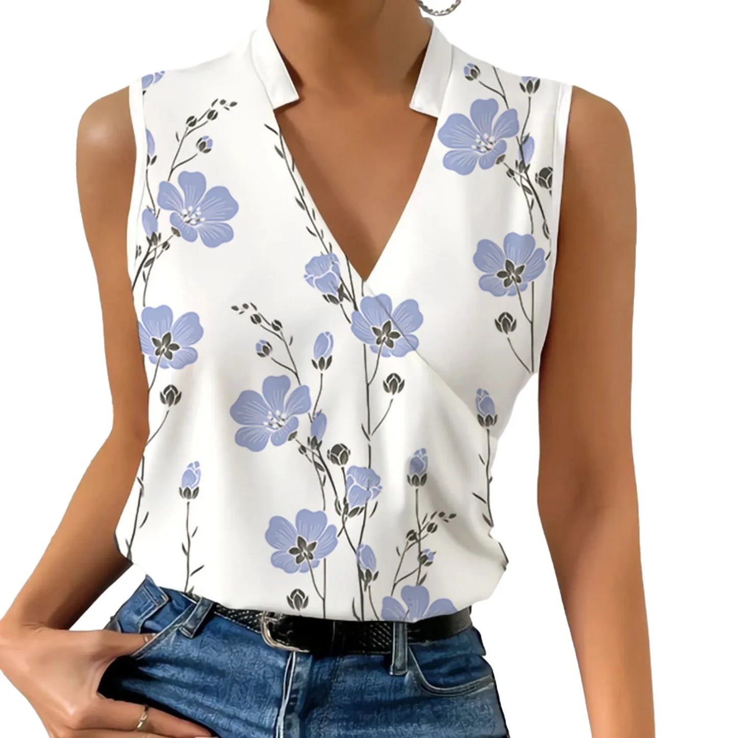 Elsbeth Bluse - Blumen V-Ausschnitt Sommerbluse