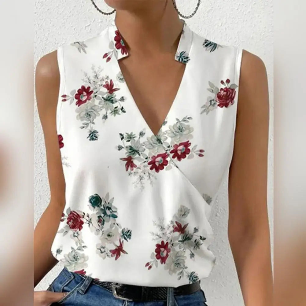 Elsbeth Bluse - Blumen V-Ausschnitt Sommerbluse