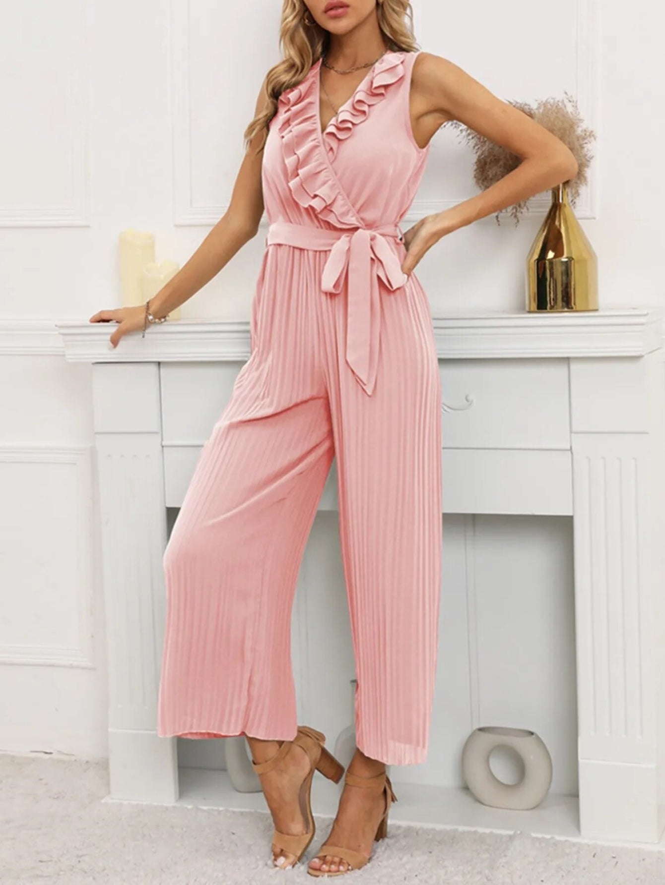 Posh Pleats - mit Gürtel Rüsche Jumpsuit