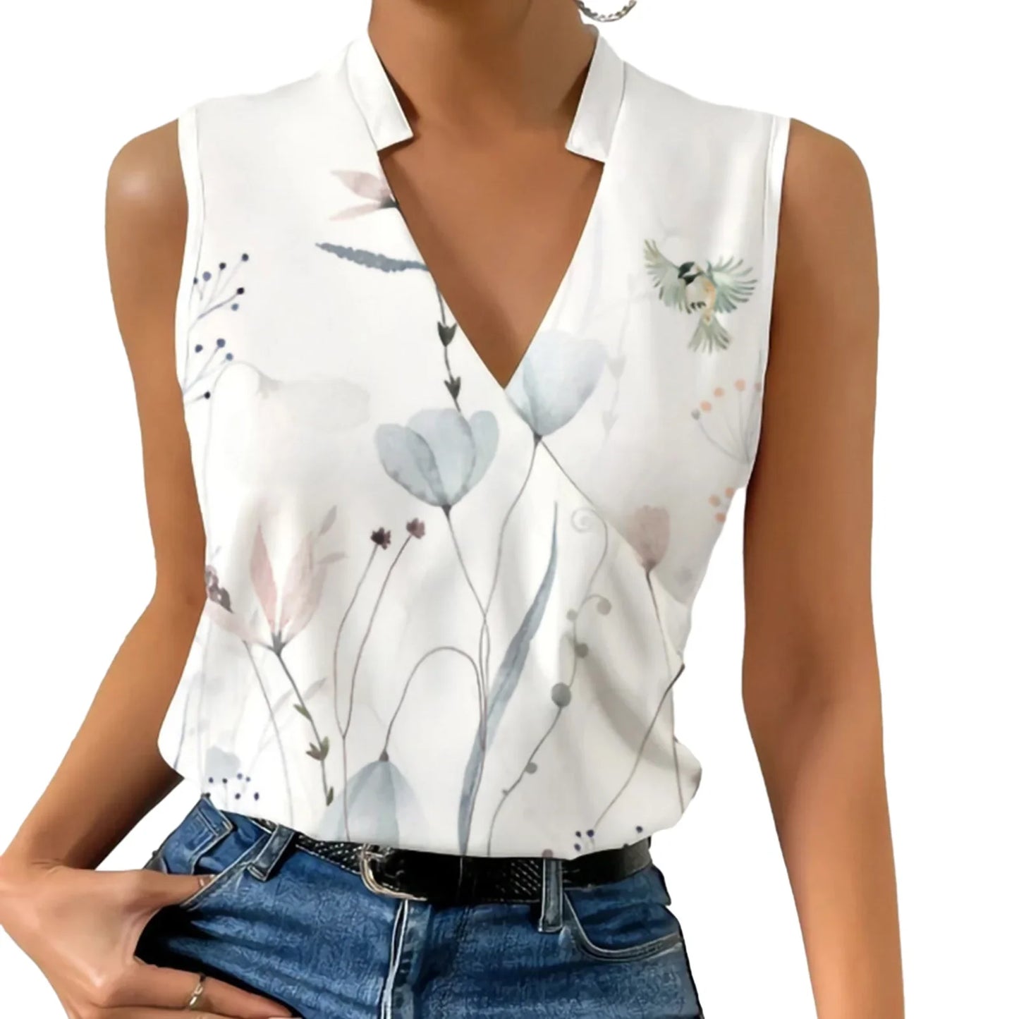 Elsbeth Bluse - Blumen V-Ausschnitt Sommerbluse