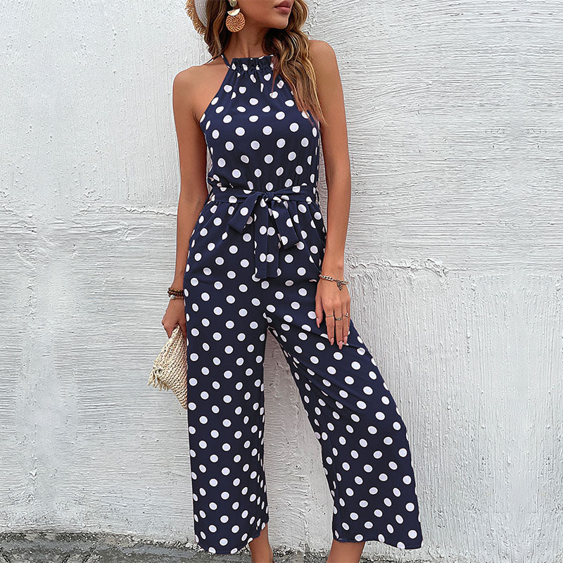 Freya - Ärmelloser Overall mit Polka Dots