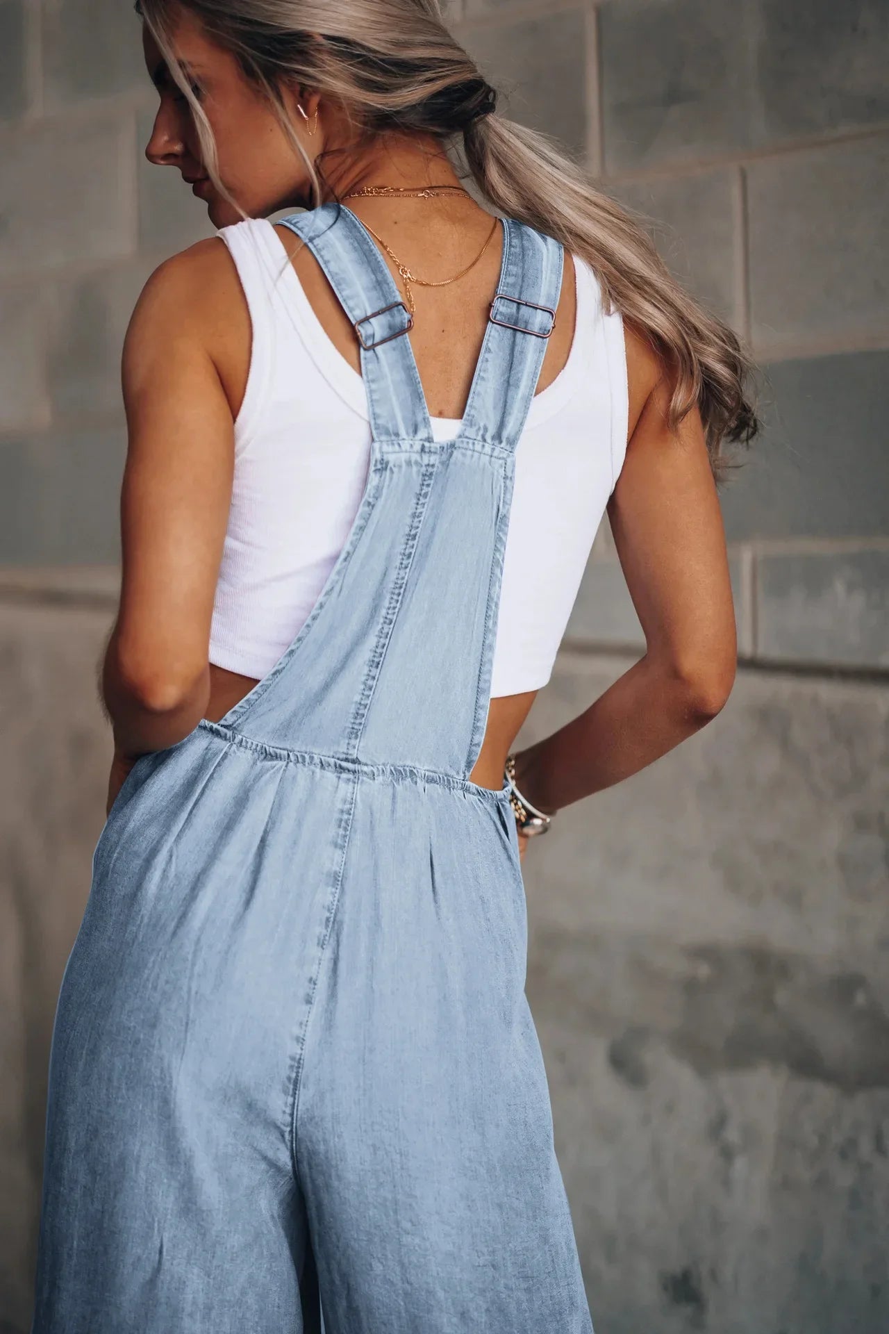 Lyanna - Zerrissener Denim-Jumpsuit mit weitem Bein für Damen