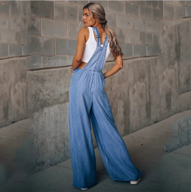 Lyanna - Zerrissener Denim-Jumpsuit mit weitem Bein für Damen