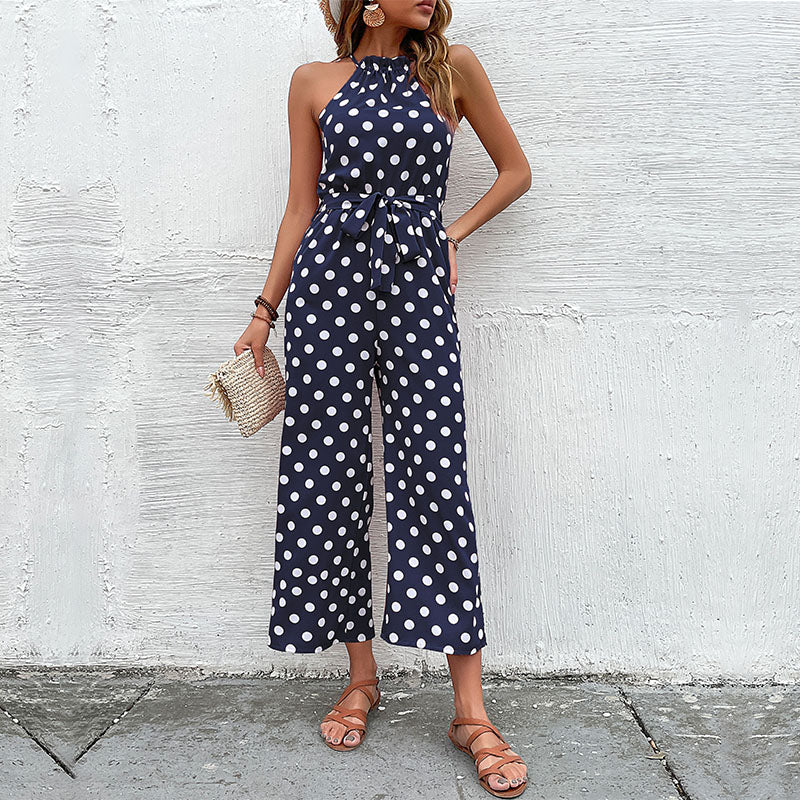 Freya - Ärmelloser Overall mit Polka Dots