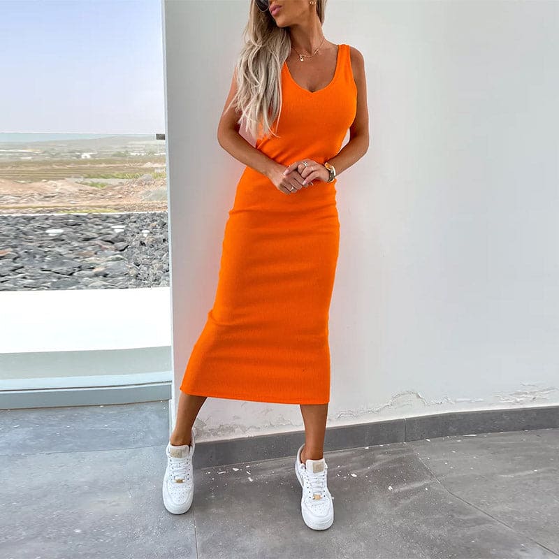 Veronna - Zweiteiliges Set aus langärmeligem Crop-Top und ärmellosem Kleid