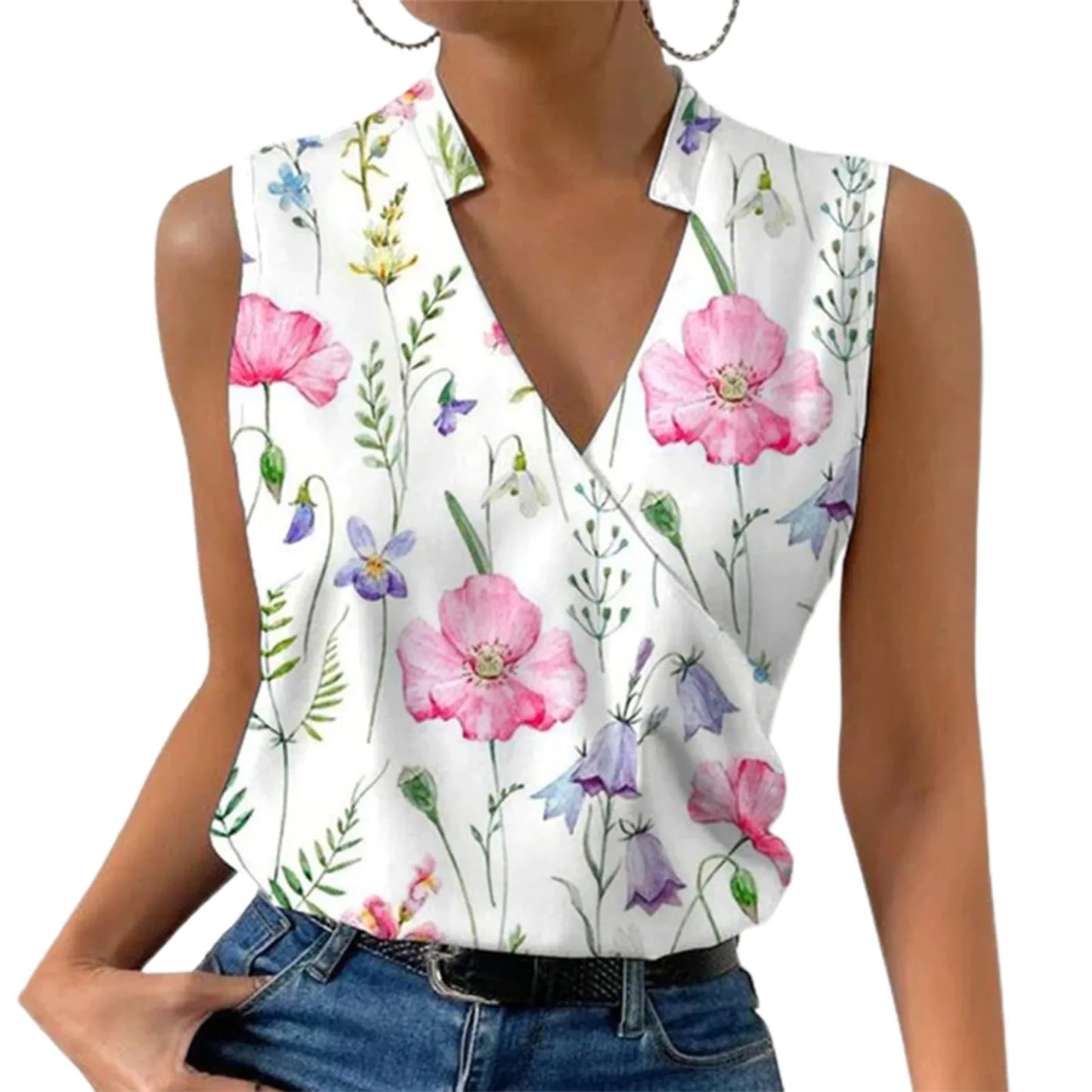 Elsbeth Bluse - Blumen V-Ausschnitt Sommerbluse