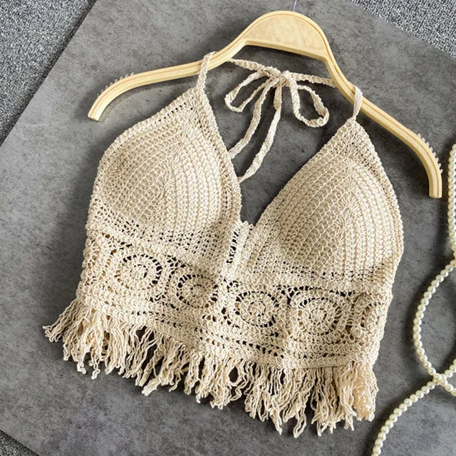 Heike - Häkel-Bikini-BH im Boho-Stil mit Quaste