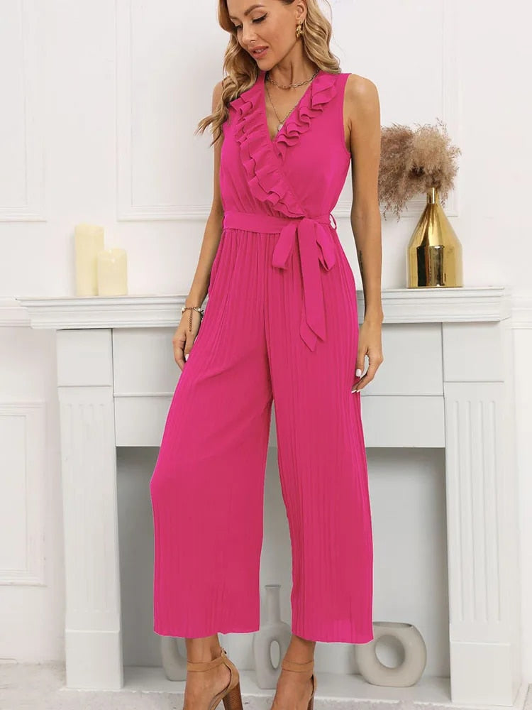 Posh Pleats - mit Gürtel Rüsche Jumpsuit