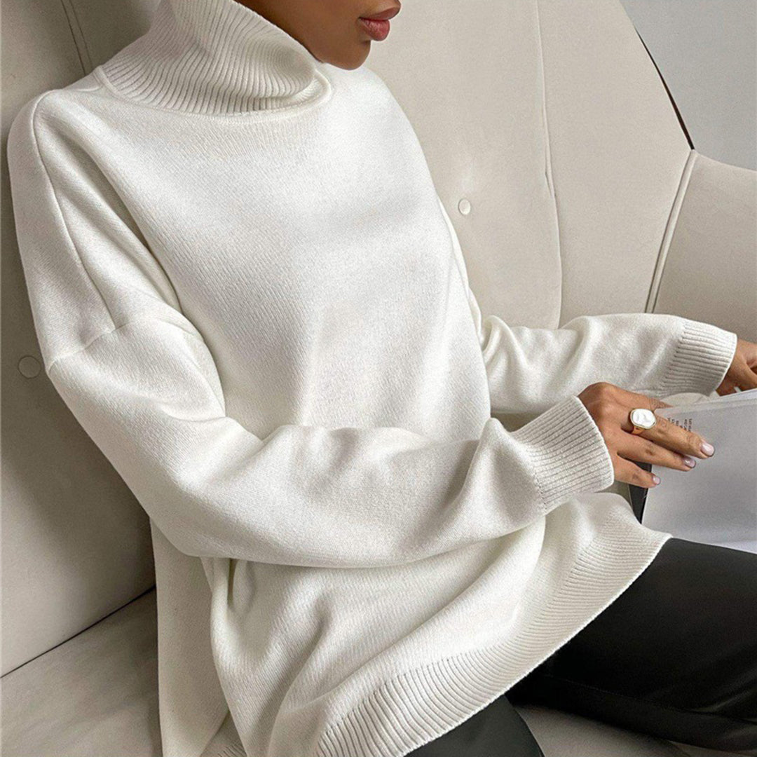 Elegante Essenz Split - Rollkragenpullover mit Seitenschlitz