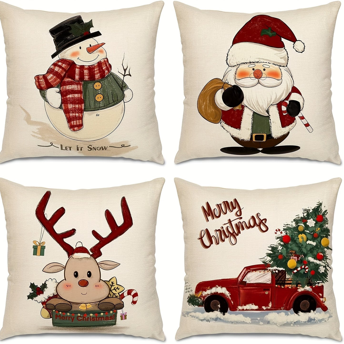 FestivePillows - Set mit 4 dekorativen Kissenbezügen