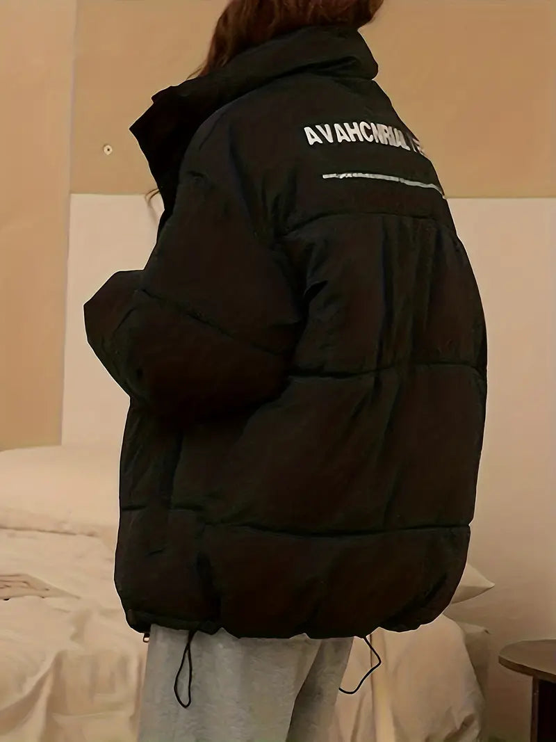 Belinda - Reißverschluss Puffy Coat mit Buchstabendruck