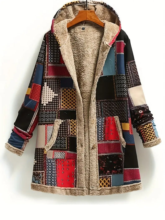 Leocadia - Retro Patchwork Kapuzenjacke für Damen