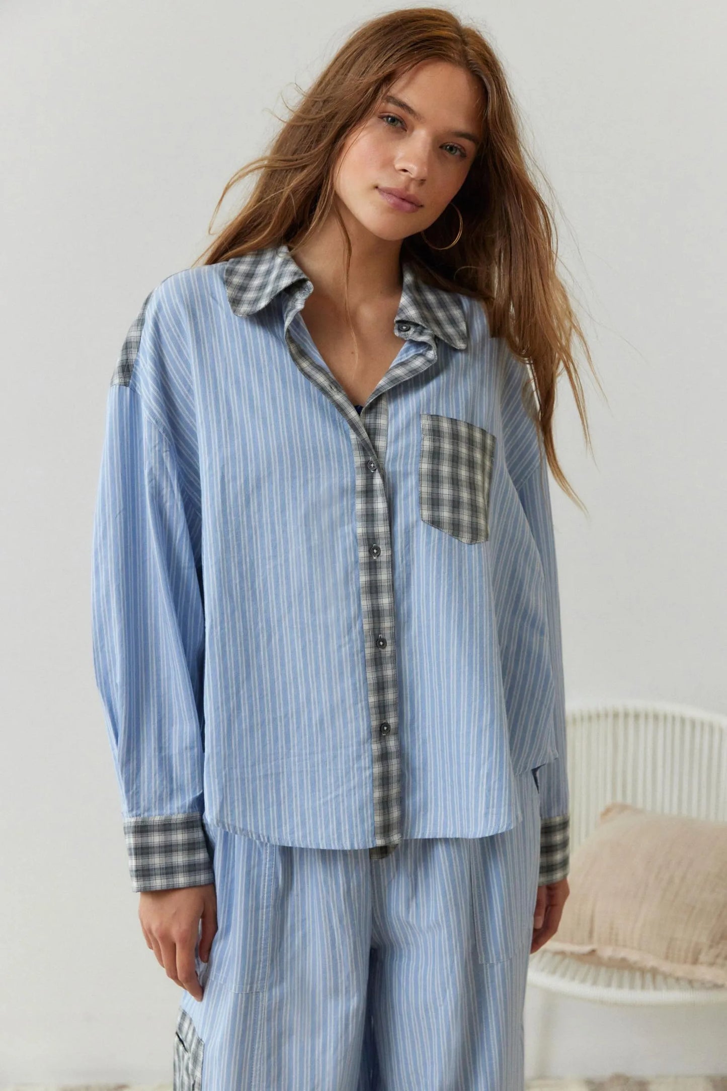 Chidi - Karierter, zweiteiliger Patchwork-Pyjama