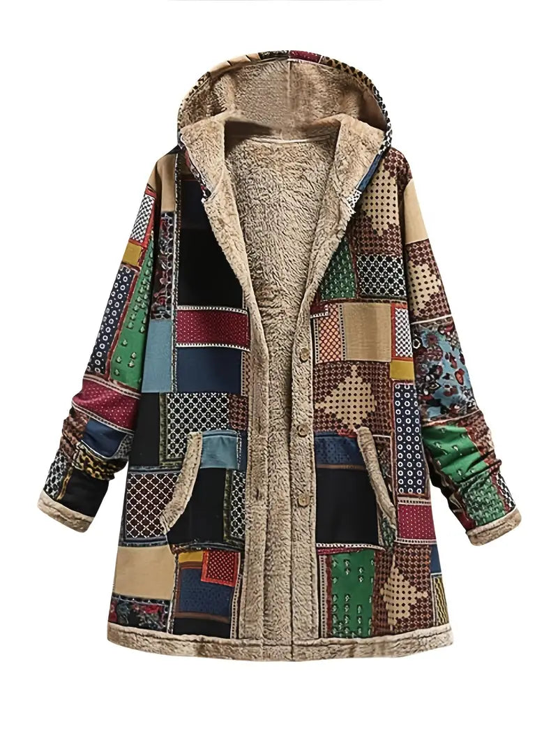 Leocadia - Retro Patchwork Kapuzenjacke für Damen