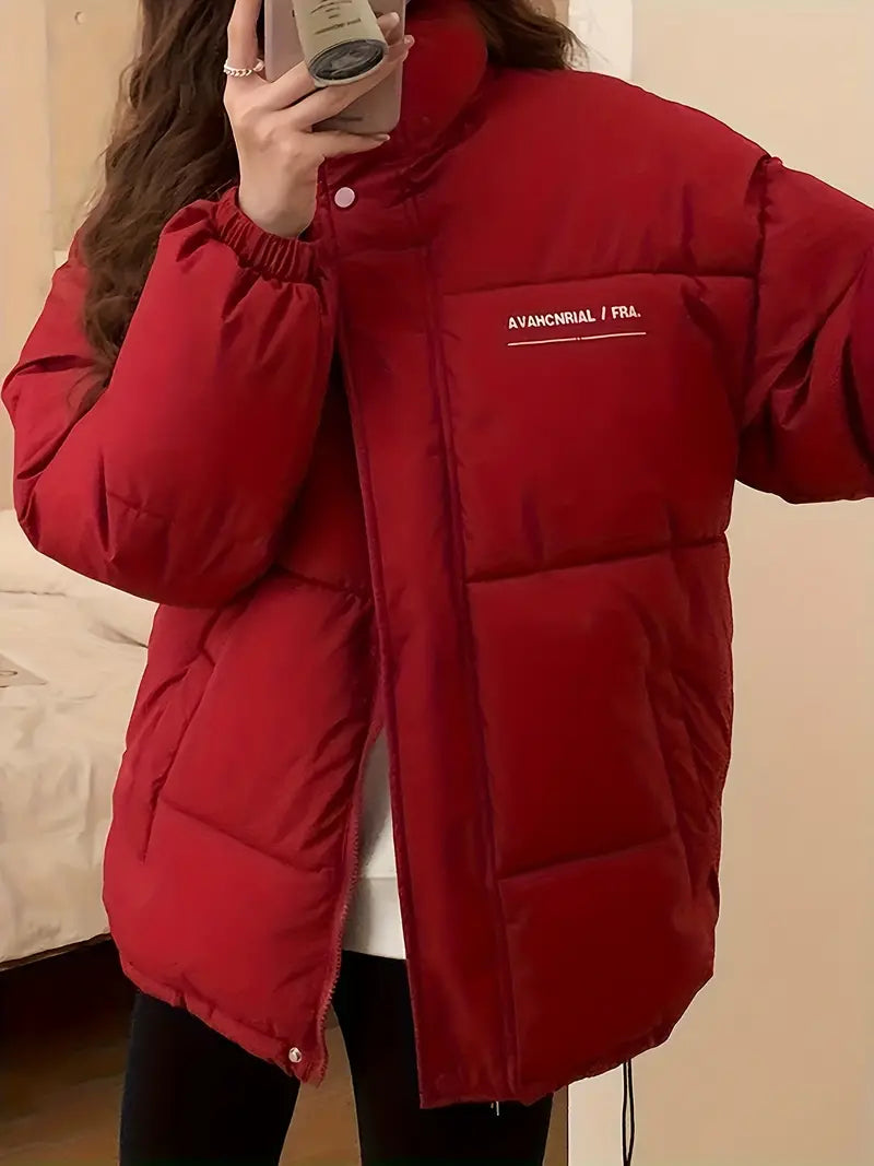 Belinda - Reißverschluss Puffy Coat mit Buchstabendruck