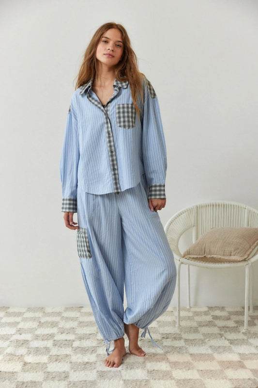 Chidi - Karierter, zweiteiliger Patchwork-Pyjama