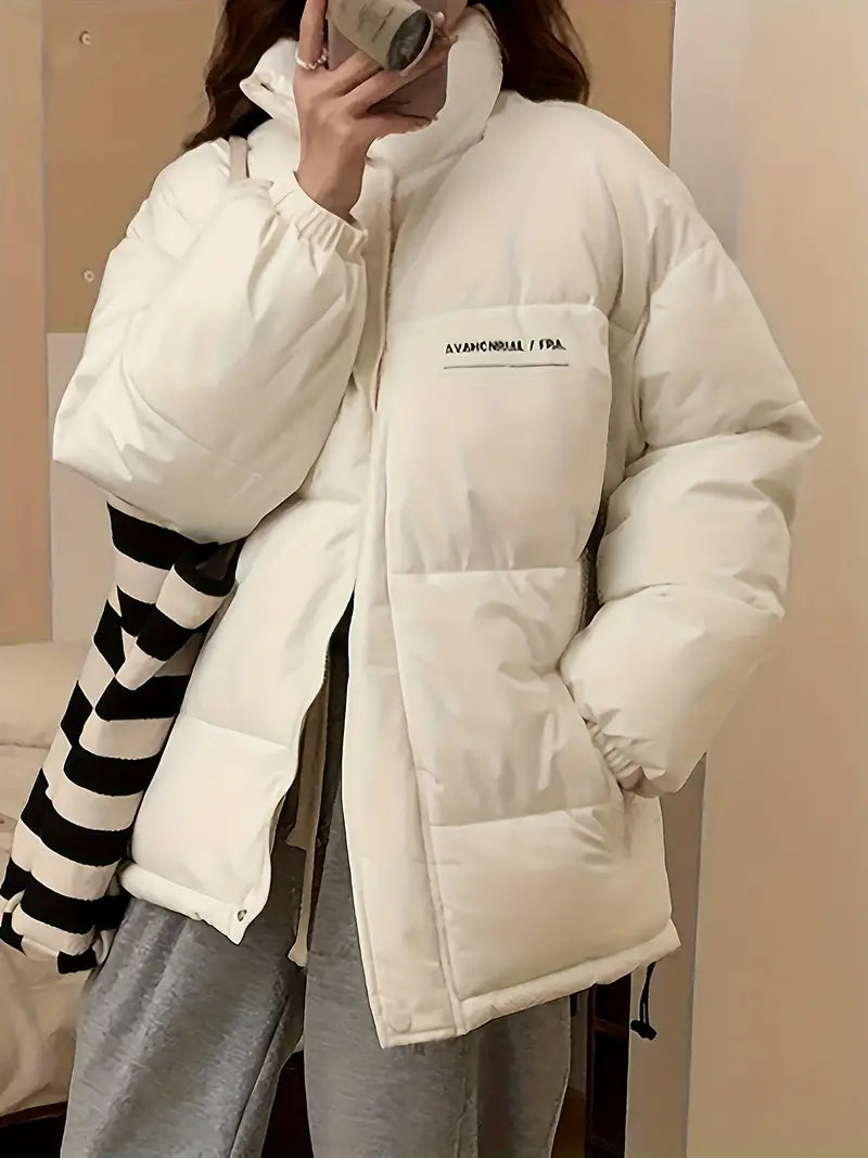 Belinda - Reißverschluss Puffy Coat mit Buchstabendruck